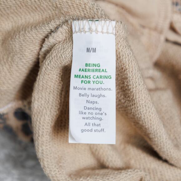 American Eagle Aerie Leopard Print New Heights Fleece Trousers Womens Size M - Picture 13 of 13